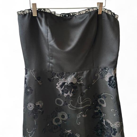 Vintage Spenser Jeremy Black Floral Jacquard Strapless Dress – Size 14 - Picture 3 of 6